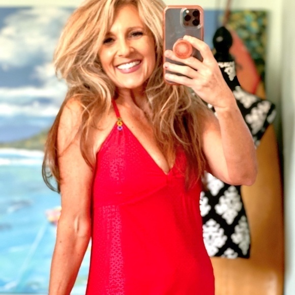 Coogi, Y2K VTG Vibrant Red Maxi Dress, Instantly Slimming w/Stretch & Halter,S - Picture 3 of 15